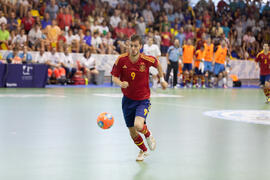 Partido España contra Bielorrusia. 14º Campeonato del Mundo Universitario de Fútbol Sala 2014 (FUTSAL). Antequera. Julio de 2014