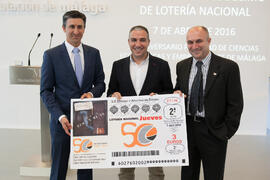 Presentación del décimo de lotería conmemorativo del 50 Aniversario de la Facultad de Económicas. Diputación Provincial de Málaga.Facultad de Ciencias Económicas y Empresariales. Abril de 2016