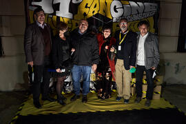 Foto de grupo en photocall. Inauguración de la 31ª edición de Fancine de la Universidad de Málaga. Cine Albéniz. Noviembre de 2021