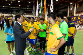 Medalla de plata para Brasil. Acto de clausura y entrega de medallas. 14º Campeonato del Mundo Universitario de Fútbol Sala 2014 (FUTSAL). Antequera. Julio de 2014