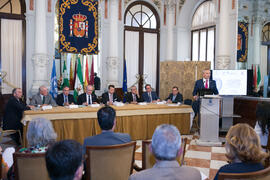 Intervención de Julio Andrade. Presentación del Centro Internacional de Autoridades y Líderes. Ayuntamiento de Málaga. Julio de 2018