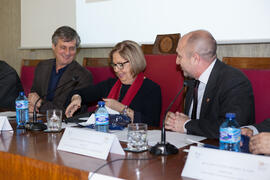 José Francisco Murillo, Adelaida de la Calle y Eugenio José Luque en la inauguración de las IX Jornadas Andaluzas de Enseñanza de Economía. Facultad de Ciencias Económicas y Empresariales. Febrero de 2016