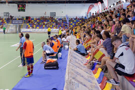 Partido España contra Bielorrusia. 14º Campeonato del Mundo Universitario de Fútbol Sala 2014 (FUTSAL). Antequera. Julio de 2014