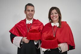 Francisco Vila y Elsa Marina Álvarez. Toma de posesión del Rector de la Universidad de Málaga y su equipo de gobierno. Paraninfo. Marzo de 2024