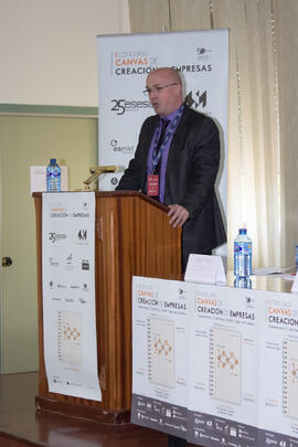 Intervención de Daniel Salobreña. Jornada de clausura del I Concurso de Creación de Empresas. Facultad de Ciencias Económicas y Empresariales. Málaga. Mayo de 2015