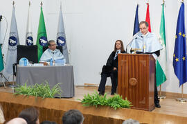 Antonio Soler en su investidura como Doctor "Honoris Causa" por la Facultad de Filosofía y Letras de la Universidad de Málaga. Paraninfo. Junio de 2016