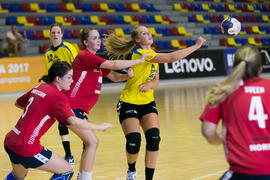 Partido Universidad de Oslo - Radboud University Nijmegen. Categoría femenina. Campeonato Europeo Universitario de Balonmano. Antequera. Julio de 2017