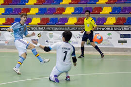 Partido Tailandia contra España. 14º Campeonato del Mundo Universitario de Fútbol Sala 2014 (FUTSAL). Antequera. Julio de 2014