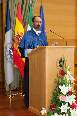 Ezequiel Pérez-Hinestrosa en la investidura como Doctor "Honoris Causa" de Jean-Marie Lehn por la Facultad de Ciencias de la Universidad de Málaga. Edificio del Rectorado. Junio 2015