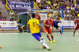 Partido Rusia contra Brasil. 14º Campeonato del Mundo Universitario de Fútbol Sala 2014 (FUTSAL). Antequera. Julio de 2014