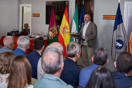 Intervención de Eugenio José Luque. Inauguración del mural de Ángel Idígoras en la Facultad de Ciencias Económicas y Empresariales de la Universidad de Málaga. Campus de El Ejido. Junio de 2022