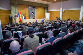 Intervención de José Ángel Narváez en la Toma de Posesión de los nuevos profesores titulares y directores de secretariado de la Universidad de Málaga. Edificio del Rectorado. Febrero de 2018