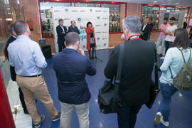 Intervención de Tecla Lumbreras. Inauguración de la exposición "Málaga en el Objetivo". Complejo Polideportivo Universitario. Mayo de 2019