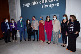 Grupo de autoridades. Inauguración de la exposición "Eugenio Chicano Siempre". Museo de Málaga. Mayo de 2021
