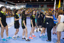 España ganadora en la categoría femenina. Ceremonia de clausura del Campeonato del Mundo Universitario de Balonmano. Antequera. Julio de 2016