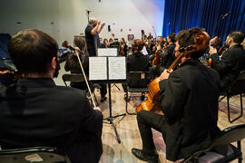 Ensayo del Concierto de Bandas Sonoras de la 31 edición de Fancine de la Universidad de Málaga. Auditorio de la Escuela Técnica de Ingeniería de Telecomunicaciones e Informática. Noviembre de 2021
