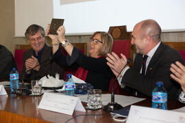 José Francisco Murillo, Adelaida de la Calle y Eugenio José Luque en la inauguración de las IX Jornadas Andaluzas de Enseñanza de Economía. Facultad de Ciencias Económicas y Empresariales. Febrero de 2016