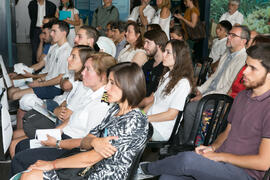 Asistentes a la presentación del I curso de verano "Mares de Andalucía". Puerto de Málaga. Julio de 2018