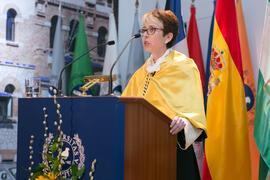 Isabel Jiménez Lucena en la segunda sesión de investidura de nuevos doctores por la Universidad de Málaga. Paraninfo. Marzo de 2017