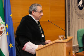 José Ángel Narváez en la investidura como Doctor "Honoris Causa" de Manuel Molina Lozano por la Facultad de Turismo de la Universidad de Málaga. Rectorado. Abril 2016