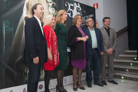 Fotografía de grupo previa a la gala inaugural de la XXV edición de Fancine de la Universidad de Málaga. Teatro Cervantes. Noviembre de 2015