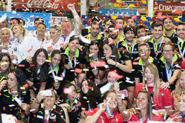 Celebración tras la ceremonia de clausura del Campeonato del Mundo Universitario de Balonmano. Antequera. Julio de 2016