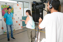 Entrevista a Javier Martín Robles en photocall. Curso "UnBlockingChain Summer: descifrando la cadena de bloques". Cursos de Verano de la Universidad de Málaga. Málaga. Julio de 2018