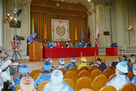 Investidura como Doctor "Honoris Causa" de D. Jacques-Louis Lions por la Universidad de Málaga. Teatro María Cristina. Enero de 1994