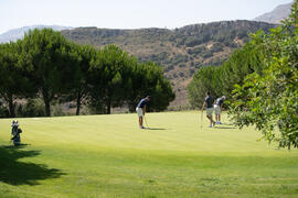 Golfistas en el campo. Campeonato Europeo de Golf Universitario. Antequera. Junio de 2019