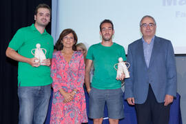 María Valpuesta y Enrique Caro en la entrega de distinciones de la gala del deporte de la Universidad de Málaga. Mayo de 2014