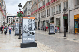 Exposición "Málaga, 50 años de la Facultad de Económicas". Calle Larios. Junio de 2015