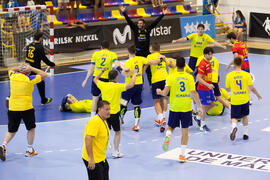 Partido Rumanía - España. Categoría masculina. Campeonato del Mundo Universitario de Balonmano. Antequera. Julio de 2016