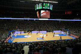 Partido del Unicaja Baloncesto homenaje a la Facultad de Económicas por su 50 Aniversario. Palacio de Deportes José María Martín Carpena. Mayo de 2015