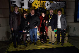 Foto de grupo en photocall. Inauguración de la 31ª edición de Fancine de la Universidad de Málaga. Cine Albéniz. Noviembre de 2021