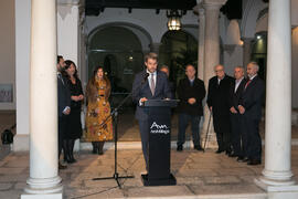 Gonzalo Otalecu. Inauguración de la exposición "Aguatintas por Seguiriyas", de Eugenio Chicano. Palacio Episcopal de Málaga. Enero de 2019