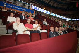 Palco de autoridades. Homenaje del Unicaja Baloncesto a la Facultad de Económicas en su 50 Aniversario. Palacio de Deportes José María Martín Carpena. Mayo de 2015