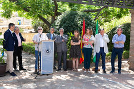 Intervención de Baltasar Cabezudo Artero. Inauguración de la glorieta Botánicos de la UMA. Jardín Botánico de la Universidad de Málaga. Junio de 2018