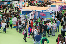 Estand de las Escuelas de Ingenierías Industriales. Jornadas de Puertas Abiertas de la Universidad de Málaga. Complejo Polideportivo Universitario. Abril de 2018