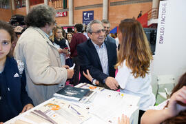 Estand de Empleo/ Factor-e. Jornadas de Puertas Abiertas de la Universidad de Málaga. Complejo Polideportivo Universitario. Abril de 2016