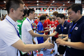 Partido Japón - Corea del Sur. Categoría masculina. Campeonato del Mundo Universitario de Balonmano. Antequera. Julio de 2016