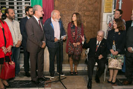 Intervención de Eduardo Martín Toval en la inauguración de la placa conmemorativa de la Casa Natal de Eugenio Chicano. Málaga. Octubre de 2017