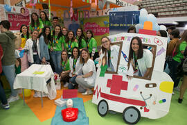Estand del Centro de Enfermería Virgen de la Paz, de Ronda. Jornadas de Puertas Abiertas de la Universidad de Málaga. Complejo Polideportivo Universitario. Abril de 2018