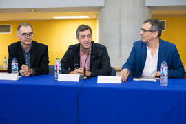 Gregorio García Reche, Juan Teodomiro López y Antonio Aguilar. Homenaje a Pablo García Baena y Antonio Garrido. Biblioteca General. Octubre de 2018