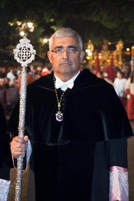 Antonio Ramírez de Arellano en el desfile procesional de la Hermandad de los Estudiantes. Málaga. Abril de 2014