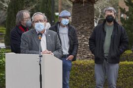 Intervención de José Ángel Narváez. Inauguración de la escultura "6+1", de José Ignacio Díaz de Rábago. Facultad de Ciencias de la Educación y Psicología. Campus de Teatinos. Enero de 2022