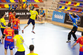 Partido Rumanía - España. Categoría masculina. Campeonato del Mundo Universitario de Balonmano. Antequera. Julio de 2016
