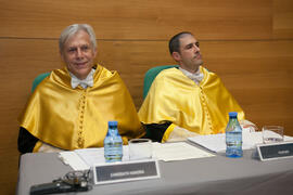 Manuel García Sillero y Edmund Neugebauer en su investidura como Doctor "Honoris Causa" por la Facultad de Medicina de la Universidad de Málaga. Edificio del Rectorado. Noviembre de 2016