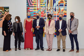 Foto de grupo tras la inauguración de la exposición "Eugenio Chicano Siempre". Museo de Málaga. Mayo de 2021