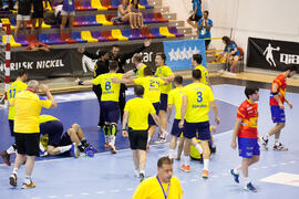 Partido Rumanía - España. Categoría masculina. Campeonato del Mundo Universitario de Balonmano. Antequera. Julio de 2016