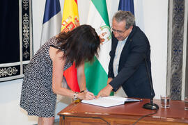 Toma de posesión de María del Carmen Rodríguez de la Rosa como nueva catedrática de Fisioterapia de la Universidad de Málaga. Edificio del Rectorado.  Julio de 2016